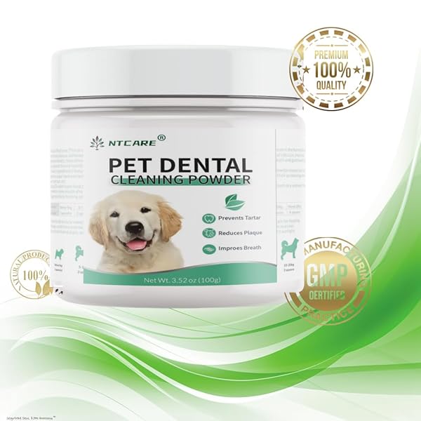 DOG TEETH CLEANING POWDER, DOG DENTAL POWDER AND CATS BREATH FRESHENER, PLAQUE OFF PET TOOTH CLEANING LAB CO, BAD BREATH & TARTAR REMOVER FOR DOGS, + POSTBIOTICS, 3.52 OZ