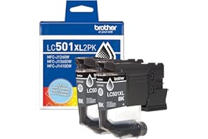 Brother Genuine LC501XL2PK Twin Pack High Yield Black Ink Cartridges (for use with Work Smart 1260, 1360, and 1410 Printers)