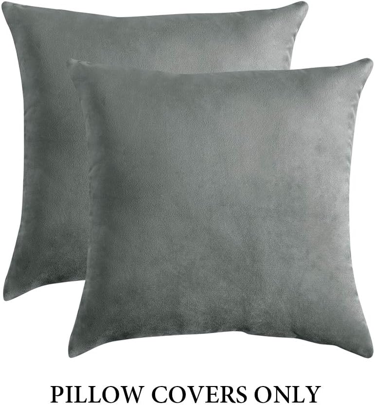 MIULEE Pack of 2, Velvet Soft Solid Decorative Square Throw Pillow Covers Set Cushion Cases Pillowcases for Sofa Bedroom Car18 x 18 Inch 45 x 45 cm: Home & Kitchen