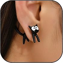 Boucle D'oreille Fille Boucles D'Oreilles Chat Argent Sterling 925 - Cristal CZ, Pour Cartilage Et Tragus Bijou Cartilage