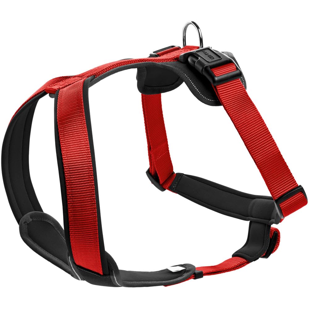 HUNTER NEOPREN dog harness, nylon, padded with neoprene, for sport and leisure,red / black, nylon, neoprene,60-76,M-L