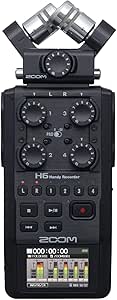 Zoom H6 All Black (2020 Version) 6-Track Portable Recorder, Stereo Microphones, 4 XLR/TRS Inputs, SD Card, USB Audio Interface, Battery Powered
