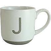 COLLECTIVE HOME - Ceramic Mug, Uppercase Letter Design, Matte Sandstone Texture, Minimalist and Stylish, 15oz, Perfect for Personalized Gifts (J)