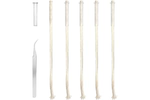 OMOBANU 5PCS Oil Lamp Wicks with Glass Tube Holder - Oil Lamp Wick Holder Sets Replacement Cotton Torch Wick with Tweezer for Candle Lamps DIY Alcohol Lamps Burner