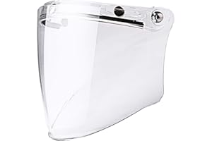 CHERN YUEH Universal 3-Snap Flip Up Visor Shield Lens for Retro Open Face Motorcycle Helmet (Clear)