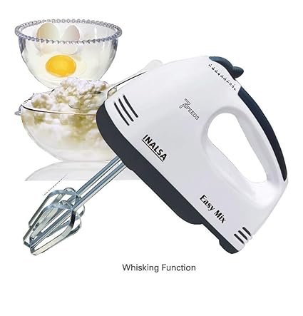 (CERTIFIED REFURBISHED) Inalsa Easy Mix 200-Watt Hand Mixer with 7 Speed (White/Black)