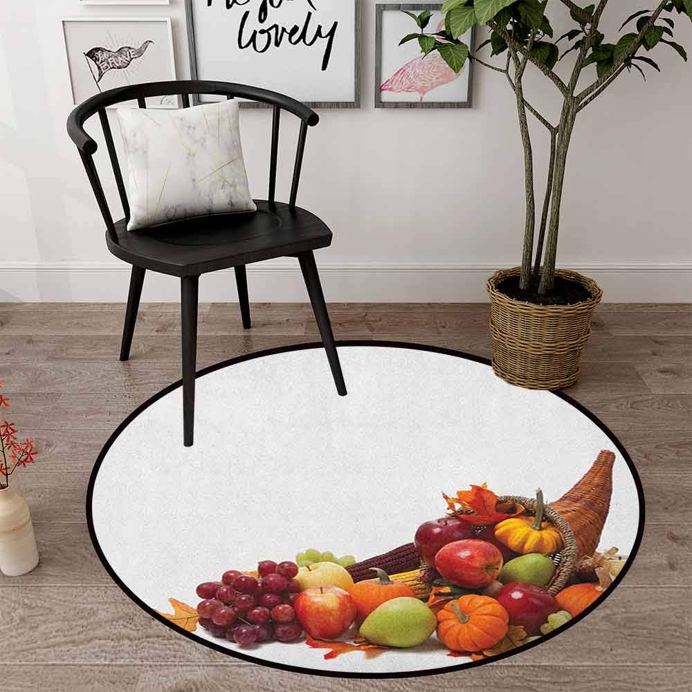 Alfombra redonda de 23 pulgadas, multicolor, diseño de otoño con frutas