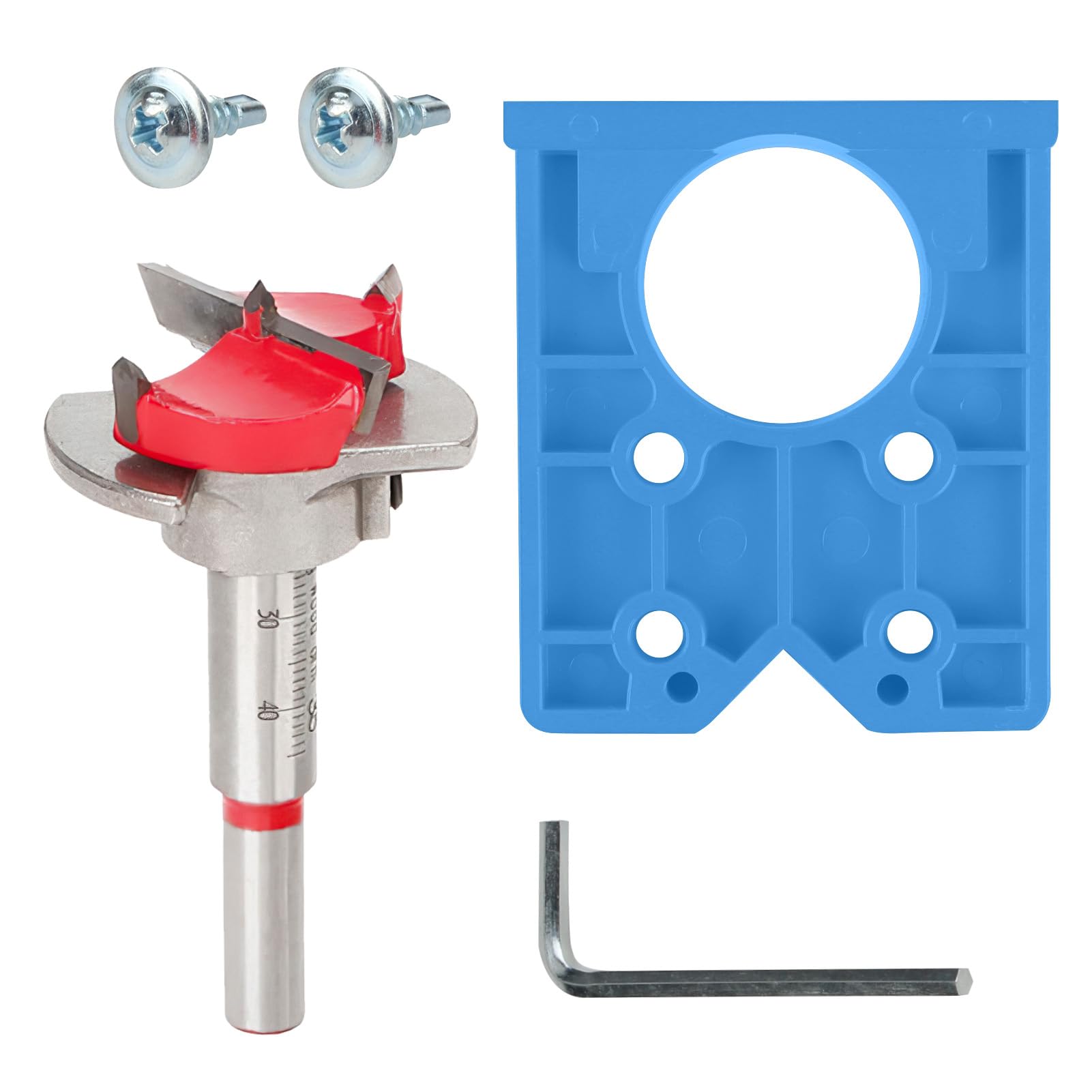 35mm Hinge Jig Drill Guide Set Door Concealed Hole Drilling Forstner Bit Sets Positioner for Woodworking DIY Tools Cabinet Hinges Mounting Plates Kitchen Cupboard Wood Furniture