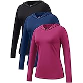 Femdouce 3 Pack UPF 50+ Sun Protection Hoodie for Women Athletic Long Sleeve Hoodie Shirt Lightweight with Thumb Hole
