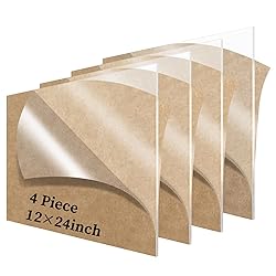 Lesnlok 4 Pack 12 x 24 Acrylic Sheet, 1/8 Clear