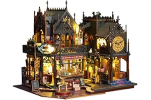 TuKIIE DIY Miniature Dollhouse Kit with Furniture, 1:24 Scale Creative Room Wooden Doll House Plus Dust Proof for Kids Teens Adults(Holo Magic City)