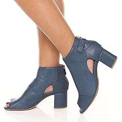 MOOMMO Women Open Toe Booties Sandals Heel Navy