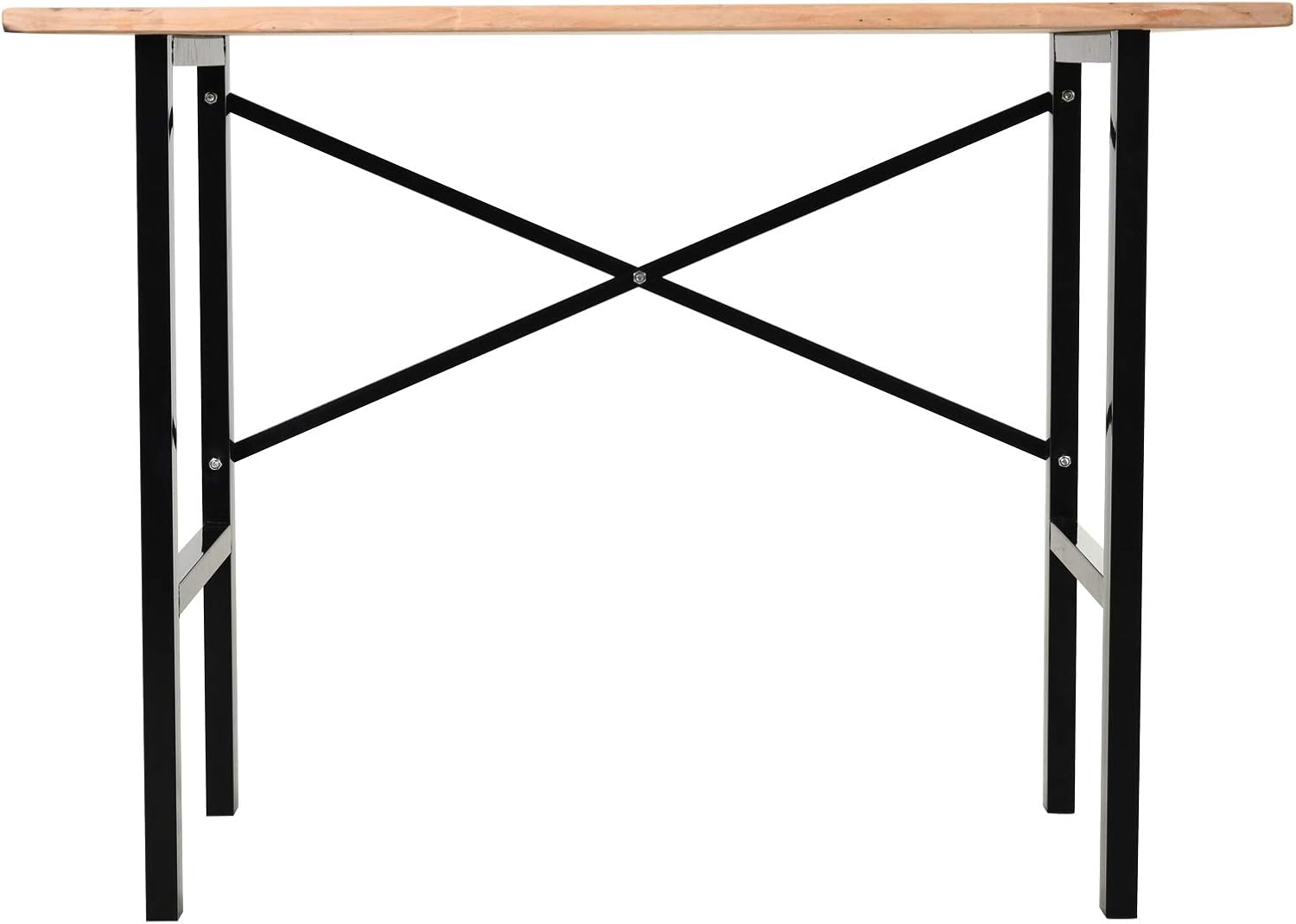 HOMCOM 46"L x 28"W Fir Wood Work Table with X-Shape Bracket for High Stability, and Large Tabletop, Natural/Black - - 