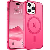 SUPFINE Magnetic for iPhone 14 Pro Case (Compatible with MagSafe) (Military Grade Drop Protection) Slim Translucent Matte Shockproof with Anti-Fingerprint Phone Case,Hot Pink