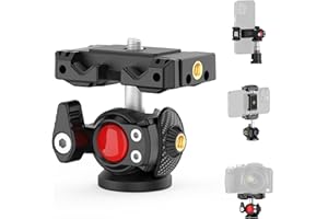XXZU Phone Tripod Mount With Ball Head,Tripod Head 360°Rotating Camera Ball Mount, Phone Holder Adapter With Cold Shoe, 1/4"Screw Tripod Mount Attachment for DSLR Camera,Phone,Monopod, Max Load 4.4lbs
