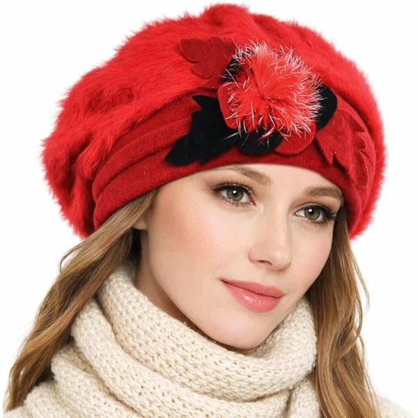 ililily Solid Color Angora French Beret Furry Artist Flat  display picture 1