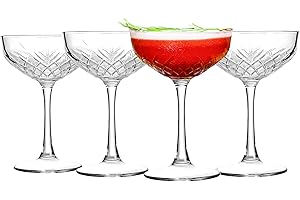 Martini Glasses Set of 4 - Coupe Glasses 250 ml - Stemmed Martini Glasses - Elegant Cocktail Glasses for Parties, Gifts, Hous