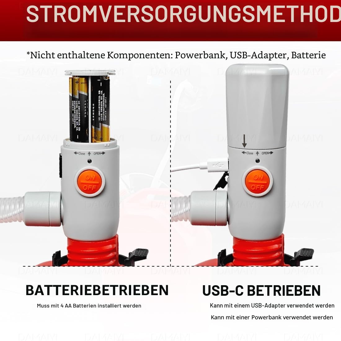 Benzinpumpe für kanister – 2026 UPGRADE 3.2 GPM, Dual-Strom (USB-C/AA), Elektrische Kraftstoff Umfüllpumpe mit Auto-Stop, Kanisterpumpe für Diesel, 51-Zoll-Schlauch mit teleskopischer Fasspumpe 5