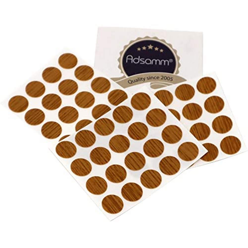 Adsamm® / 60 x cover caps | Ø 0.51'' (Ø 1,3 cm) | oak | round | 0.018'' (0,45 mm) thin, self-adhesive furniture patches by Adsamm®