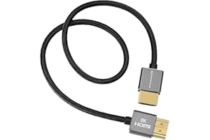 KONDOR BLUE 8K HDMI to HDMI Thin Short Straight Braided Cable for On-Camera Monitors, Capture Cards + More | 8K/60hz 4K/120hz