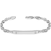 LeCalla Solid 925 Sterling Silver Men's Makers ID Chain Bracelet | Italian Cable Link Chain ID Bracelet | Men's Silver Link Chain Bracelet, Made in Italy (7.5, 8, 8.5, 9 Inches)