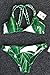 Cupshe Fashion Women's Jade Leaves Printing Halter Padding Bikini Set Beach Swimwear