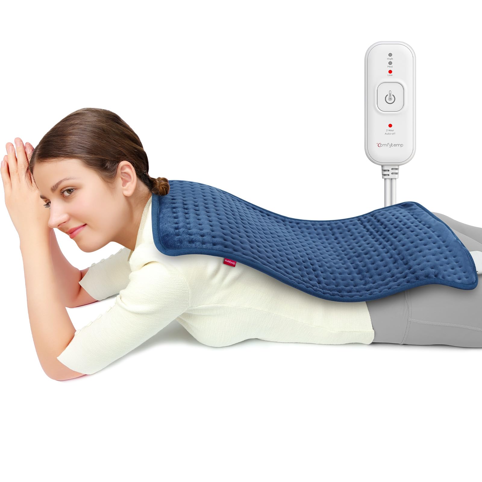 Photo 1 of Comfytemp Heating Pad for Back Pain Relief - Electric Heating Pad for Period Cramps, Moist/Dry Heat, Mothers Day Gifts for Mom, 3 Heat Settings, 2H Auto Off, Machine Washable (12" x 24", Navy Blue)