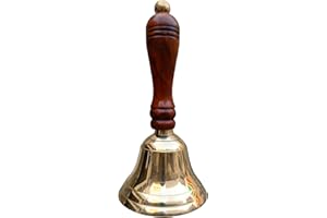 Siddhivinayak Overseas Loud and Big Brass Hand Bell Service Bell Dinner Bell Church Bells Home Call Wedding Bells for Adults with Beautiful Wooden Handle