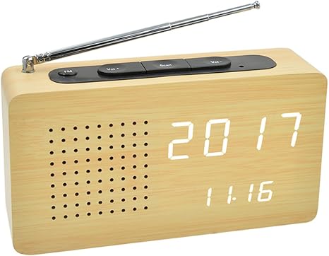 Amazon Co Jp 目覚まし時計 電波 音声感知 Led 日本語説明書 温度表示 木製 光度調節可能 メモリー機能 カレンダー付 デジタル時計 置き時計 おしゃれ Usb充電 電波時計 置時計 全二色 Iitrust 並行輸入品 家電 カメラ