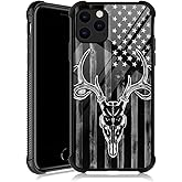 DJSOK Compatible with iPhone 13 Case，Design Pattern Back Bumper Anti Scratch Reinforced Corners Soft TPU Caver,Cases for Men Women-Black Wood Grain USA American Flag Hunter Deer