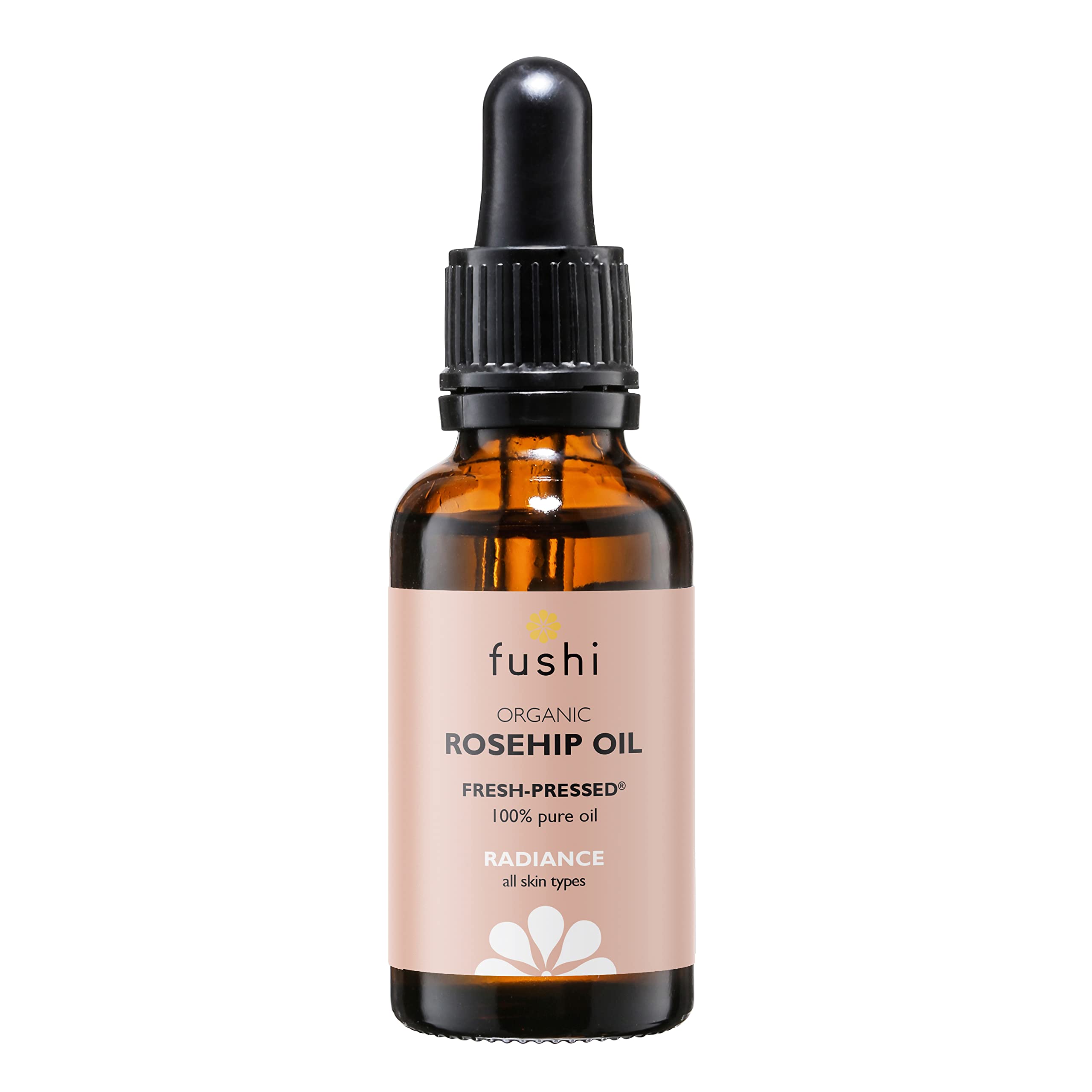 Fushi Organic Rosehip Seed Oil 30ml Best for Scars, Fine Lines & Stretch Marks min Vitamin E 18.3 mcg/g Fresh-Pressed Ethical & Vegan Society Approved Manufactured in the UK