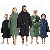 Owntop Waterproof Swim Parka for Kids Youths and Adults - Unisex Hooded Surf Poncho, Oversized High-Low Hem Windproof Changing Robe, Sherpa Winter Warm Beach Towel Jacket with Pockets