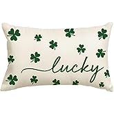 AVOIN colorlife St Patricks Day Lucky Clover White Throw Pillow Cover, 12 x 20 Inch Shamrock Green Cushion Case Decoration for Sofa Couch