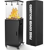 Pamapic 41,000 BTU Propane Patio Heater with Wheels & Cover,CSA Certified Outdoor Heater with Lockable Wheels for Backyard, Balcony,Garden,Weather Resistant(Ink)