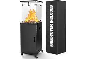 Pamapic 41,000 BTU Propane Patio Heater with Wheels & Cover,CSA Certified Outdoor Heater with Lockable Wheels for Backyard, Balcony,Garden,Weather Resistant(Ink)