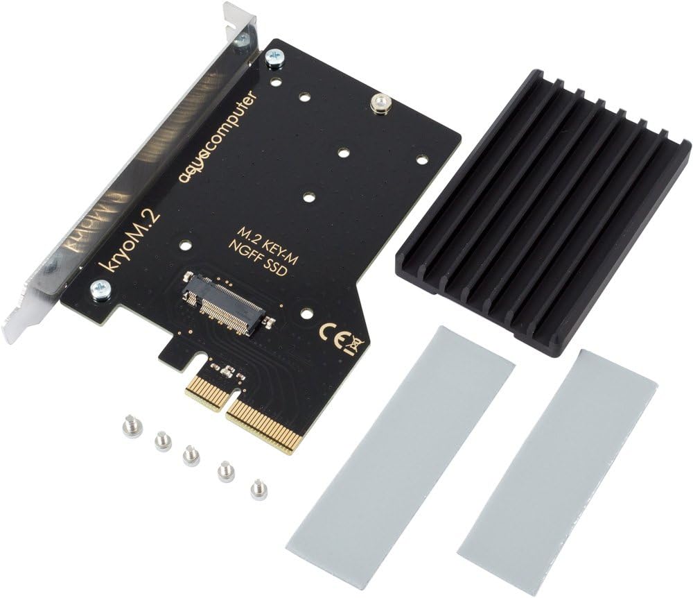 Aquacomputer KryoM.2 PCIe 3.0 x 4 Adapter for M.2 NGFF PCIe SSD, M-Key with Passive Heatsink