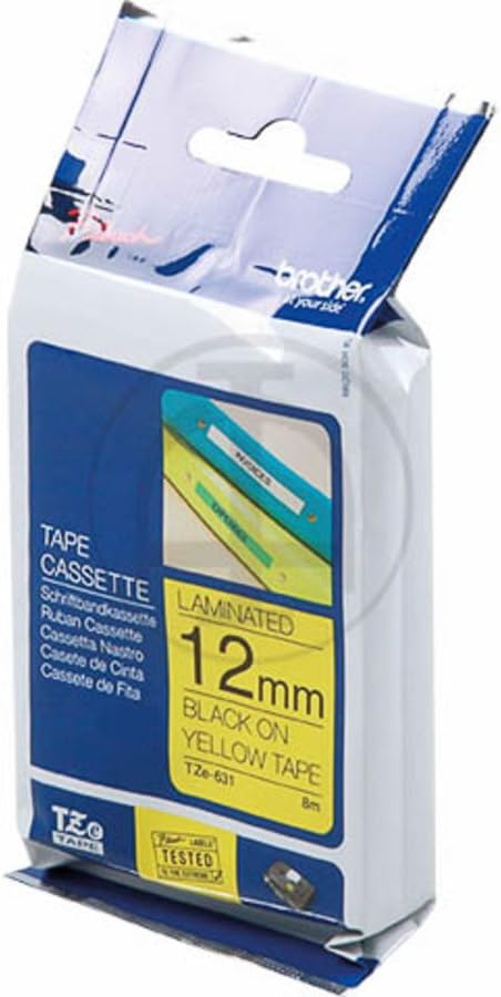 Brother TZe-631 Labelling Tape 12 mm x 8 m Black on Yellow Laminated