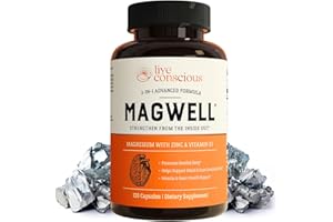 Live Conscious Magwell Magnesium Zinc & Vitamin D3 - Magnesium Glycinate, Malate, & Citrate - Triple Supplement for Women & Men - for Sleep, Bone, Heart, Immune Support - 120 Caps