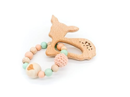 Beissring Reh Greifling Rehkitz Holz Beissring Baby Zahnen Beisskette Amazon De Handmade