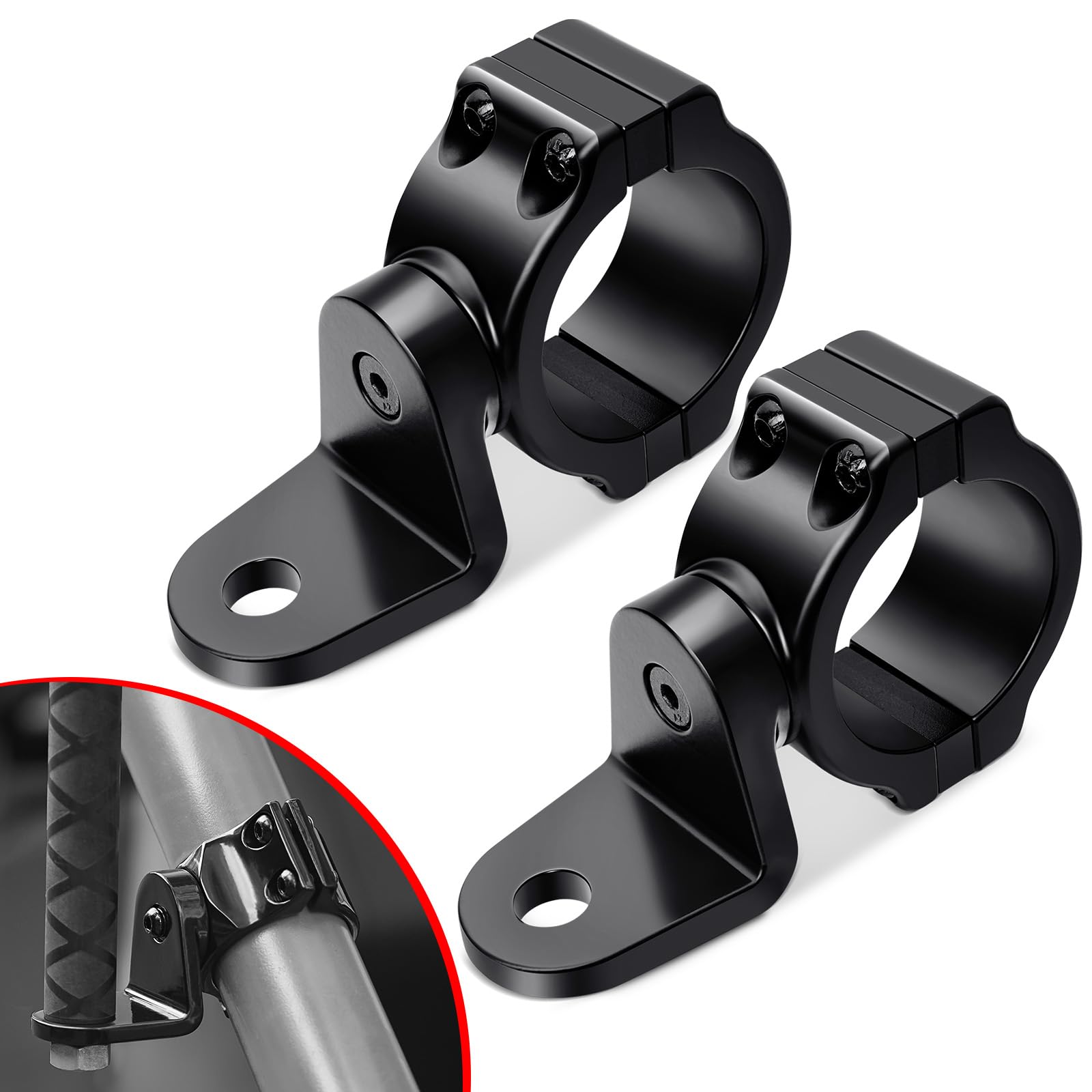 Photo 1 of Benlari UTV Light Bar Bracket Flag Whip Light Mount, 360° Light Bar Bracket for 1.75"- 2" Roll Cage Fit for RZR 900 1000 XP Pro Turbo Maverick Commander, X3, Jeep (Aluminium Matte Black-2PCS)