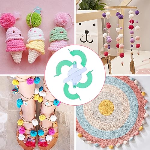 VGOODALL 20PCS Pom Pom Maker Kit, Pom Pom Makers with Colorful Yarn Skeins Knitting Puff Ball Maker Set for Kids Adults Beginners DIY Decoration