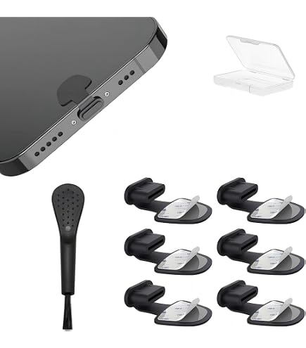 8 Bouchons Anti-poussière USB-C LunarCharm | Compatibles IPhone 15/16 - Avec Brosse De Nettoyage