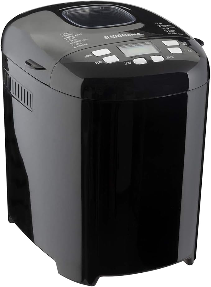 Sensio Home Bread Maker Black Digital, 15 Automatic Programs, 13 Hours