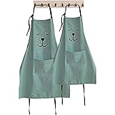 YOLOPARK Lovely Parent and Child Apron, Comfortable Simple Apron with Pocket for Painting Cooking Artist Chef, Pack of 2