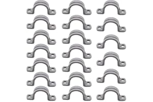 BENLIUDH 1/2 Inch PVC Pipe Strap, 2-Holes Conduit Pipe Clamps Plastic Pipe Supports (Grey,20 Pcs)