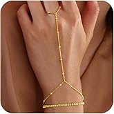Yoosteel Hand Chain Bracelet for Women - Dainty 14K-Gold-Plated Finger Ring Hand Chains Layered Trendy Link Bracelets Jewelry Gift for Women