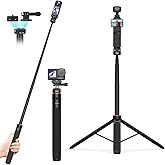 VRIG 64" OSMO Pocket 3 Selfie Stick Tripod for GoPro Camera,Extendable Tripod Stand with Quick Release 1/4" Screw for Insta360 X5/X4,DJI OSMO Action 6/5Pro/4/3,Osmo Nano,Go Pro Hero 13 12 11 10 9