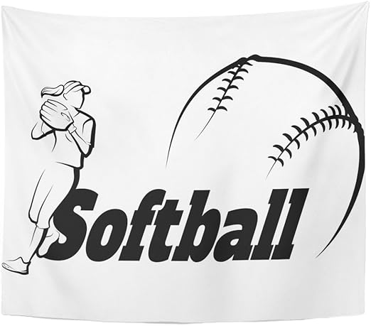 Amazon Com Emvency Tapestry Girl Softball Player Throwing Text