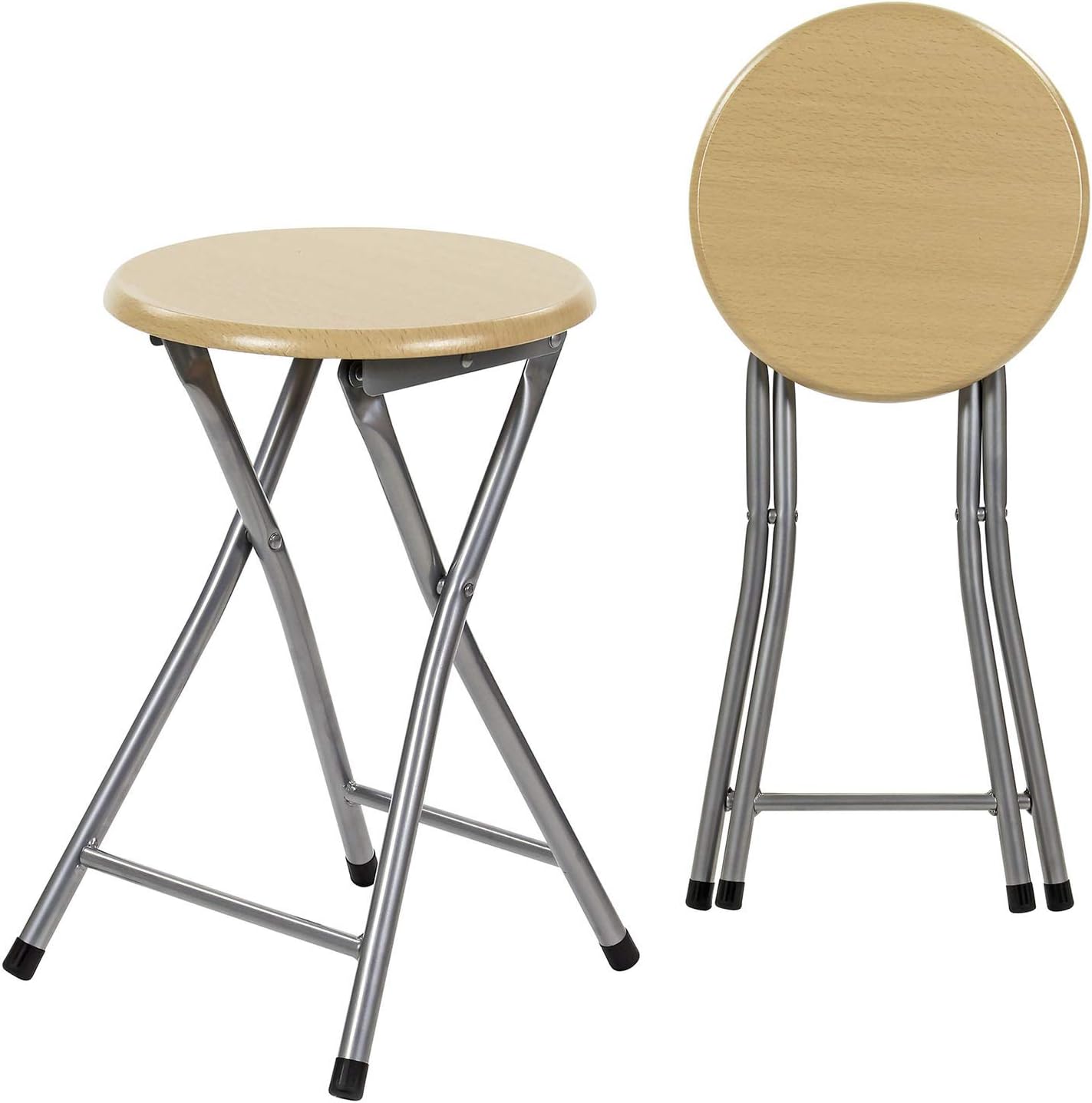 Taylor & Brown Beech Wooden Round Compact Portable Folding Stool Seat