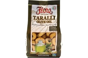 FLORA FINE FOODS Taralli by Flora 7.05 oz - Italian Snack Cracker - All Natural Oven Baked - Cholesterol Free - Savory Snack - 100% Italian (Olive Oil)